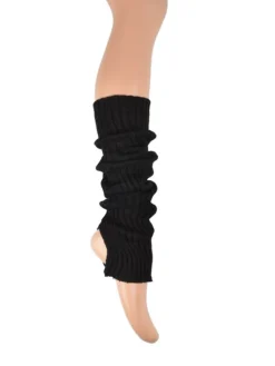 Benvarmere ribstrik sort 65 cm Seré