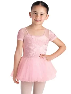 Bloch rosa tutu med korte ærmer og velour
