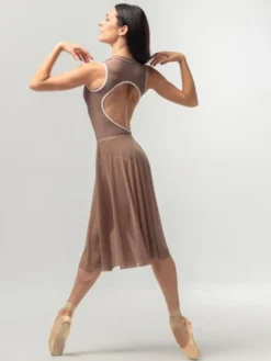 Brunt langt pull on mesh skørt fra Mara Dancewear