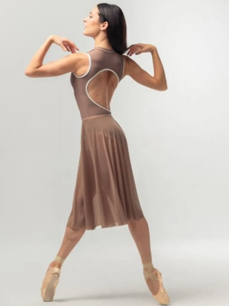 Brunt langt pull on mesh skørt fra Mara Dancewear