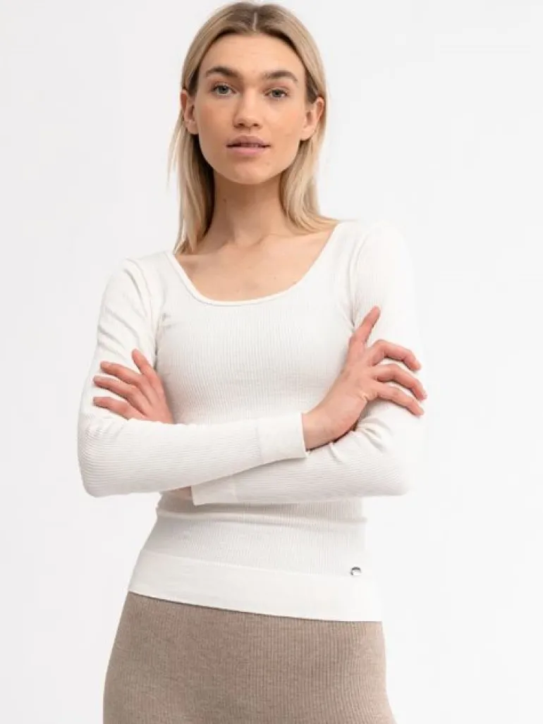 Drop of Mindfulness Jessy hvid seamless rib bluse