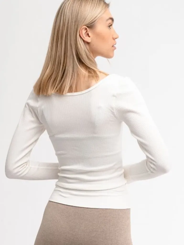 Drop of Mindfulness Jessy hvid seamless rib bluse