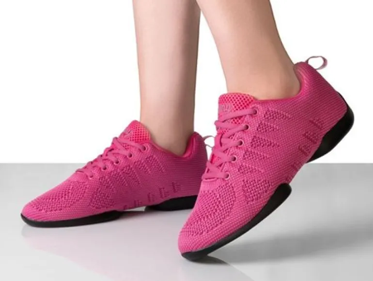 Fuschia farvet dansesneaker i åndbar strik til damer - Suny