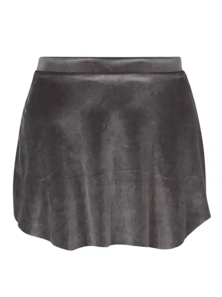 Grå pull on velour skørt fra Mara Dancewear