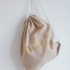 Hør rygsæk/mulepose med guld BALLET skrift