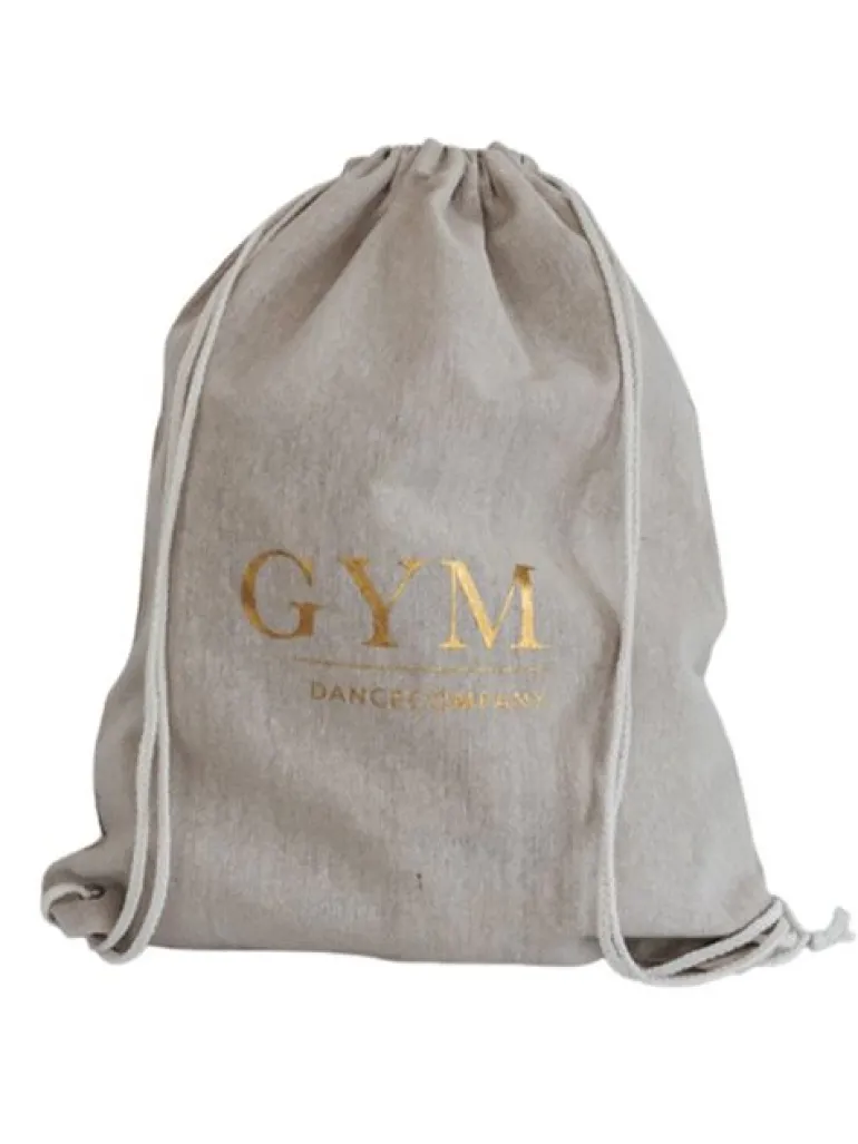 Hør rygsæk/mulepose med guld GYM skrift