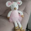 Hvid balletmus med tutu og balletsko