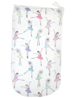 Hvid skopose til balletsko med balletdanser print