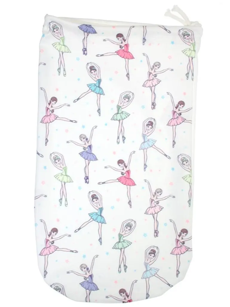 Hvid skopose til balletsko med balletdanser print