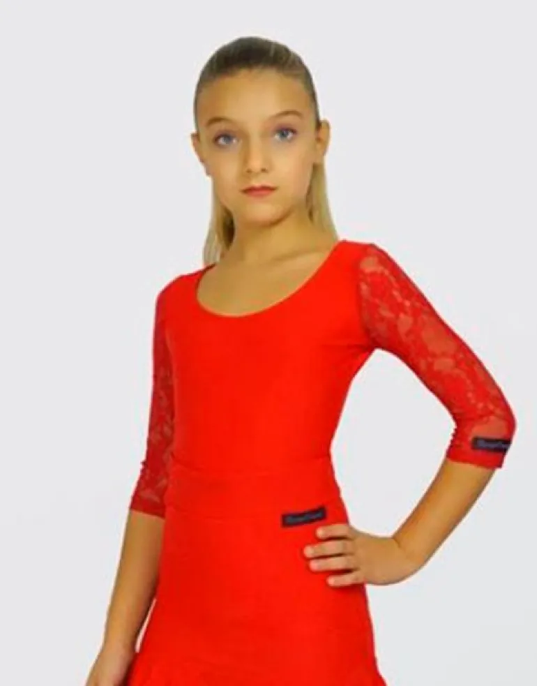 Rød body til dans til piger - Ready4dance