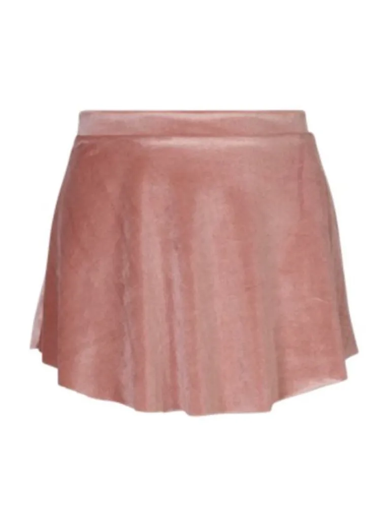 Rosa pull on velour skørt fra Mara Dancewear