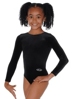 Sort velour basic gymnastikdragt piger The zone