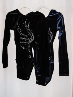 Sort velour gymnastikdragt piger The zone