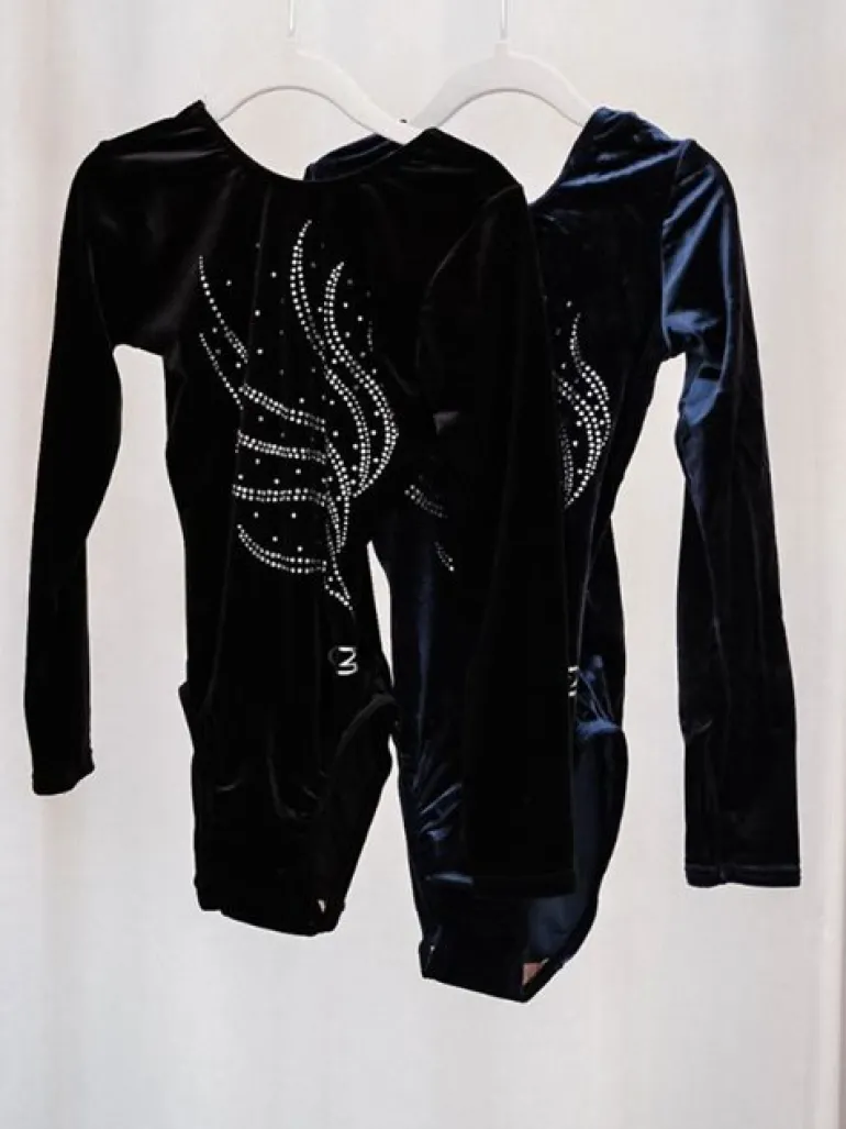 Sort velour gymnastikdragt piger The zone
