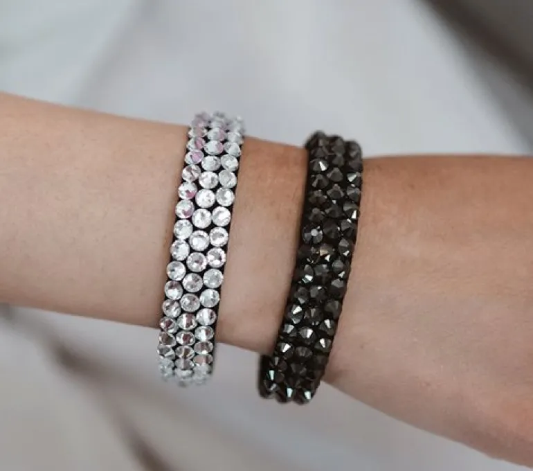 Sorte rhinsten armbånd