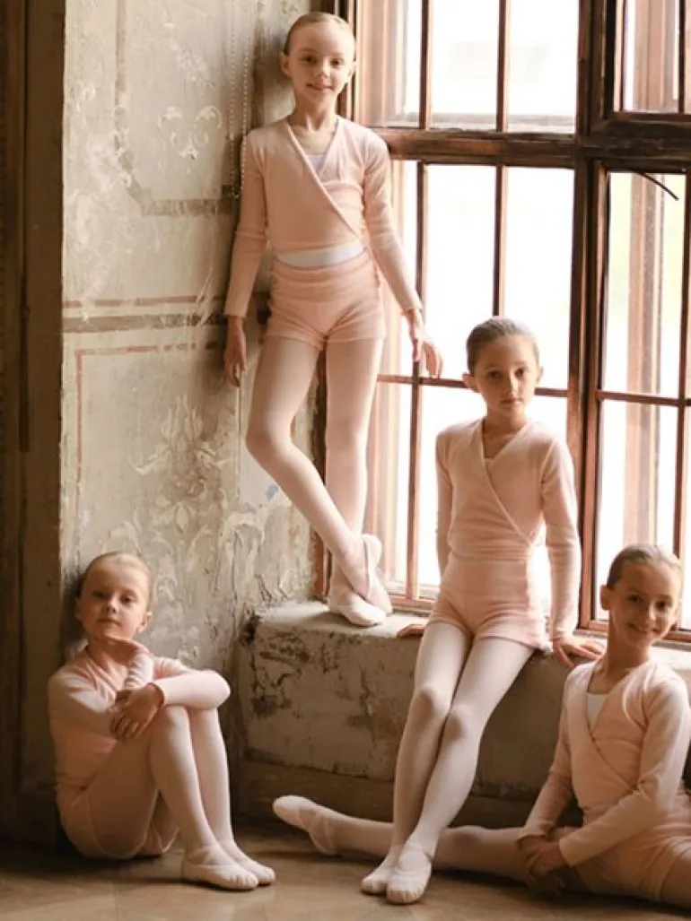 Wearmoi rosa slå om overdel børn ballet/gymnastik