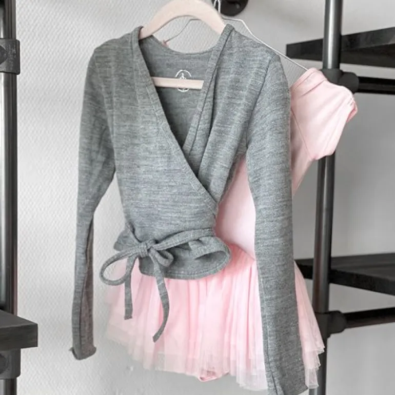 Wearmoi grå slå om overdel børn ballet/gymnastik